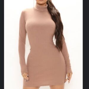 Fashion Nova Serious Attitude
Ribbed Long Sleeve Mini Dress 
Taupe Medium NWT